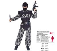 Costume Carnevale Corpi Speciali Polizia Police Action Team Mimetica Bambino