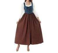 Costume Carnevale Donna, Elegante Costume Medievale Storico per Halloween E Teatro con Lacci Decorativi