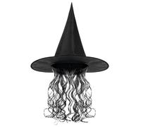 Costume Carnevale Donna - Parrucca da Strega da Donna con Cappello da Strega di Halloween E Set di Costumi Eva per Adulti (Green, One Size)