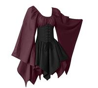 costume carnevale donna pirata, Abiti Rinascimentali Medievali da Donna a Maniche Svasate con Cintura Costume da Camicia Medievale Retrò Corsetto per Halloween Pirata Costumi Cosplay Mardi Gras Feste