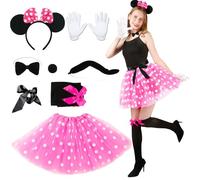 Costume Carnevale Donna, Vestito Carnevale Donna Topolino Vestito Principessa Gonna Pois Cerchietto Topolino Donna Abiti per Feste Cosplay Egali per le Feste Costume da Topolina per Donna