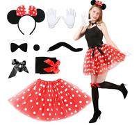 Costume Carnevale Donna, Vestito Carnevale Donna Topolino Vestito Principessa Gonna Pois Cerchietto Topolino Donna Abiti per Feste Cosplay Egali per le Feste Costume da Topolina per Donna