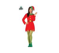 COSTUME CARNEVALE ELFA ADULTA VESTITO GUIRCA ELFO AIUTANTE BABBO NATALE DONNA