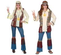 Costume Carnevale Hippie Figli Dei Fiori Vestito Anni 60 PS 35511