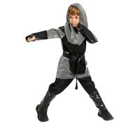 Costume Carnevale Medioevale Bambini Cavaliere Completo Di Cappa Cintura Guanti E Copribotti Set Storico Per Feste E Spettacioni A Tema Per La Recitazione E Il Gioco Di Ruolo(Silver, 12-14 Years)