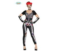 COSTUME CARNEVALE SCHELETRO MESSICANO DONNA TG UNICA VESTITO GUIRCA HALLOWEEN