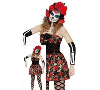 Costume Catrina donna corto scheletro messicano calaca Giorno dei Morti