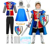 Costume Cavaliere Bambino, con Cape Reversibile, Spada in Schiuma e Scudo
