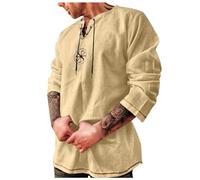 Costume Cavaliere Medievale Uomo, Abito Da Uomo a Maniche Corte Con Scollo a V Retrò Camicia Medievale Da Cavaliere Camicette Medievali Tunica Larp Travestimento Per Carnevale Costume Senza Cintura