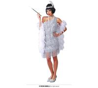 Guirca Costume Charleston Silver Anni '20/'30 Colore Argento TG S/M/L Carnevale