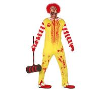 Costume clown fastfood Burger zombie uomo per travestimento horror taglia unica