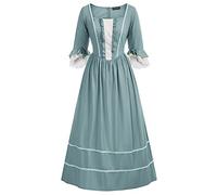 Costume coloniale da donna 19° Pioneer vestito da guerra civile costume pellegrino denim blu S