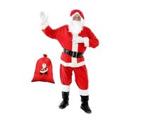 Costume Completo Babbo Natale, 7 Pezzi Uomo Resistente e Comodo da Indossare| Vestito, Festa.