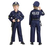 Costume completo di Halloween per bambini da poliziotto per festa travestita e spettacolo con accessori cosplay e trucco originale per bambini da 3 a 12 anni per bambini Halloween T201