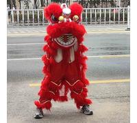 Costume Completo per Esibizione di Danza Del Leone - Costume Mascotte Del Risveglio Del Leone per Esibizione Tradizionale Cinese - Kit Singolo Per Danza Del Leone(Red,Small style)