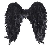 Costume con di Natale, con piume nere e d'angelo, per feste di Natale, per bambini, adulti, feste di Natale, Nero, 60 * 60 cm