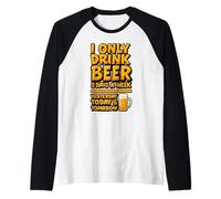 Costume con Scritta I Only Drink Beer, per Uomo e Donna Maglia con Maniche Raglan