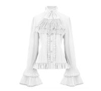 Costume Cospay Vestito Pizzo Balzato Camicia Collo Alto - Artistico, Sognante Gioco Di Ruolo, Costume Da Spettacolo Lirico, Retrò Camicia Da Gioco Di Ruolo, Elegante Costume Da Teatro (nero/bianco)