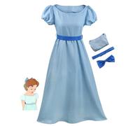 Costume Cosplay Anime Peter Pan Wendy Marvell, Costume Adulto Carnevale Halloween Carnival Costume Cosplay Impostato- Il Set Da 3 Pezzi Include Vestito + Cintura + Accessori Per La Testa,Blu,M