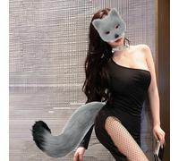 Costume cosplay con maschera e coda Therian per il night club di compleanno