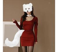 Costume cosplay con maschera e coda Therian per il night club di compleanno