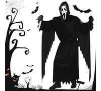 Costume Cosplay Spaventoso GhostFace per Halloween, Costume Scream con Coltello Giocattolo e Maschera Ghostface, Costumi Spaventosi per Halloween,Outfit da Personaggio Horror per Cosplay di Halloween