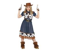 COSTUME COWGIRL BAMBINA CARNEVALE VESTITO GUIRCA RODEO FATTORIA ABITO E GILET