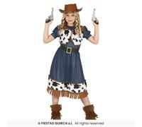COSTUME COWGIRL BAMBINA CARNEVALE VESTITO GUIRCA RODEO FATTORIA ABITO E GILET