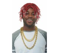 Costume Culture Rapper Intrecciato Perline Lil Yachty Rosso Parrucca Halloween