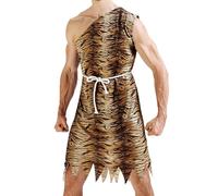 Costume D' Des Cavernes - Set di body primitivo con stampa leopardata | Divertente costume cosplay di Halloween per uomini e donne, in poliestere durevole, per spettacoli sul palco, festa del