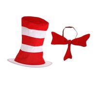 Costume Da Adulto Dr. Seuss Il Gatto Nel Cappello Con Cravatta E Cappello