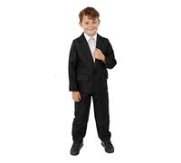 Costume da agente segreto per bambini, tuta nera, 2 pezzi, con giacca e pantaloni, perfetto per travestimenti di fantascienza, film e Halloween, taglia L