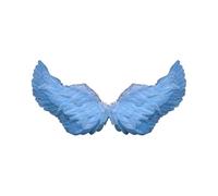 Costume da ali d'angelo, per donne, ragazze, bambini, ali d'angelo con piume, per Halloween e vigilia di Natale (azzurro, S)
