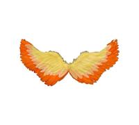 Costume da ali d'angelo, per donne, ragazze, bambini, ali d'angelo con piume, per Halloween e vigilia di Natale (giallo-arancione, S)