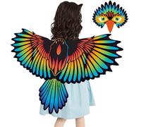 Costume da ali degli uccelli, con ali di costume piumate, per bambini