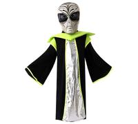 Costume da Alieno per Bambini, Maschera aliena realistica con Morbida Tunica, Divertente Costume da Spettacolo di Halloween per Bambini, Festa di Cosplay, Adatto per Un'Altezza di 115-125 cm.
