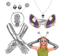 Costume da alieno per Halloween, 6 pezzi, con fascia e occhiali da sole | Parole chiave di categoria 3, sottotitoli dei migliori punti di vendita del concorrente, parole chiave della soluzione