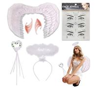 Costume da Angelo Ali Piumate,Ali da Angelo - Il tuo Costume Angelico per Carnevale e Halloween! Costumi Donna Perfetti per Compleanno, Feste in Maschera, Natale e Convenzioni Cosplay