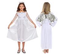 Costume Da Angelo Con Ali E Aureola Natale Gioco Bambini Ragazze