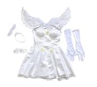 Costume da angelo da donna, abito bianco con ali e guanti, decorazione per | Angel Costume Outfits Donna, Poliestere Tulle Materiale 5 Pz Set S/M/L Taglia Cosplay Carnevale Eventi Festivi Stage