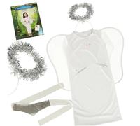 Costume da angelo per bambini con aureola, 4 pezzi, taglia S