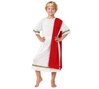 Costume da antica greca romana per ragazzi e ragazze, bianco e rosso, dea greca lunga, abito romano Toga, costume da imperatore romano con cintura e fascia per la giornata, per Halloween cosplay