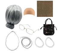 Costume da Anziano - Set di Costume da Nonno con Parrucca, Set di Anziana per Bambini | Parrucca da Nonna Cosplay Costume da Vecchia Scenografia Atrezzo, Nonno per Cospl