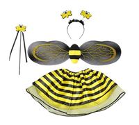 Costume da ape per bambini, travestimento da principessa con ali, antenna e bacchetta per fascia, simpatico set cosplay per Halloween, feste, giochi di finzione, favori spettacoli teatrali, giochi di