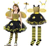 Costume da api per bambini, 4 pezzi, con ali per Halloween, animali, cosplay, principesse, S