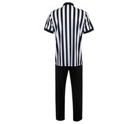 Costume da arbitro nero e bianco, maglietta a righe | Uniforme da arbitro a maniche corte con scollo a V, con pantaloni, per pallavolo, baseball, softball, lezioni sportive
