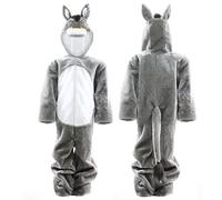 Costume da asino per bambini - grigio tutto in uno con cappuccio da asino - costume per bambini per la scuola di Natale - Large