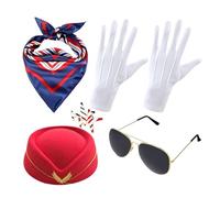 Costume da assistente di volo - 5 pezzi Vestiti Divertenti per l'equipaggio di Cabina, per assistenti di volo | Festa del Ringraziamento Weekend Compleanno Vacanze San Casa Interno