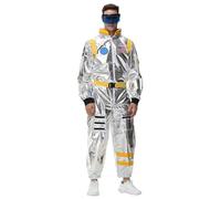 Costume da astronauta da uomo, in argento, per adulti, astronauta, costume da astronauta, costume da astronauta, costume unisex per lo spazio, costume da spacemank, Halloween