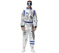 Costume da astronauta da uomo, in argento, per adulti, astronauta, costume da astronauta, costume da astronauta, costume unisex per lo spazio, costume da spacemank, Halloween
